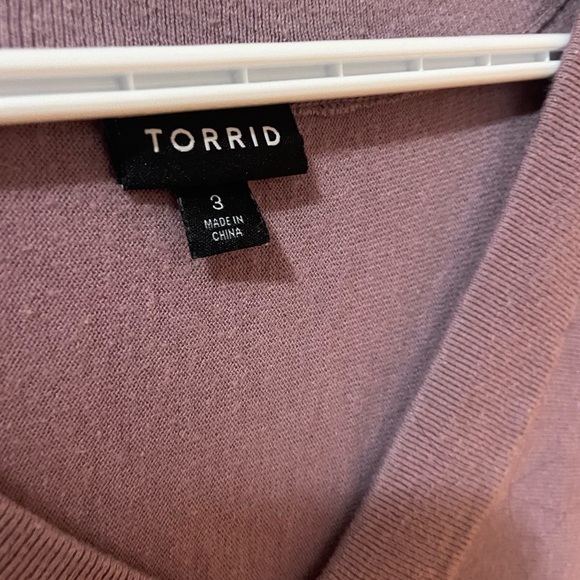 Torrid 3 Lavender Knit Sweater 3/4 sleeve - Picture 3 of 4